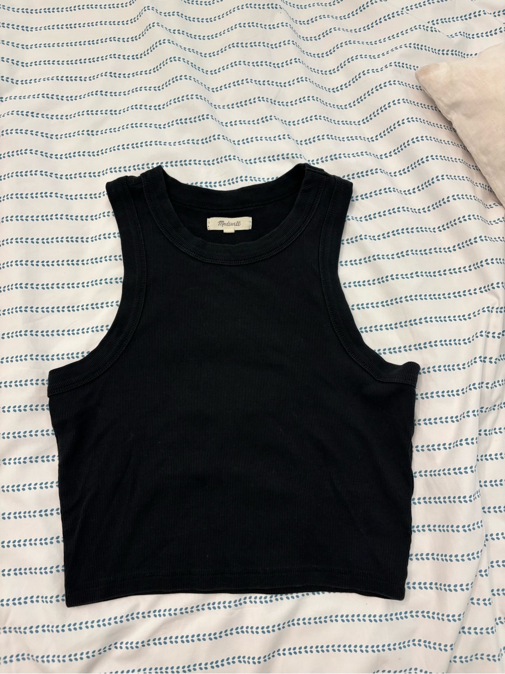 Madewell Black Ribbed Tank Crop